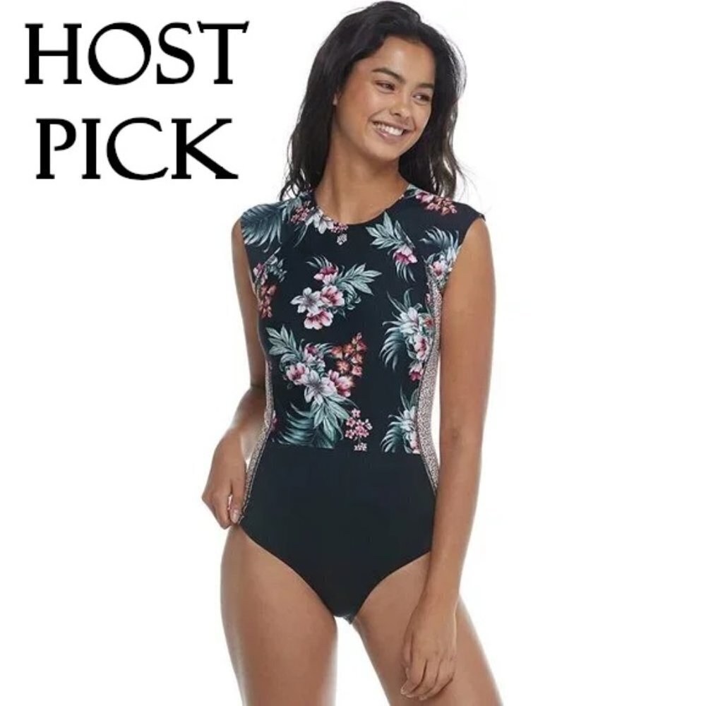 NWT Eidon mixed print floral, animal print cap sleeve paddle suit, XS